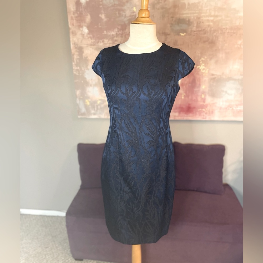 J.Crew‎ Blue & Black Mid length dress with sparkly embordered detail size 6